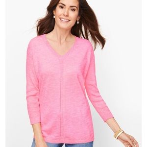 Talbots Cotton V-Neck Sweater Marled NEW